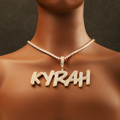 Custom Cursive Letter Name Necklace 18K Gold