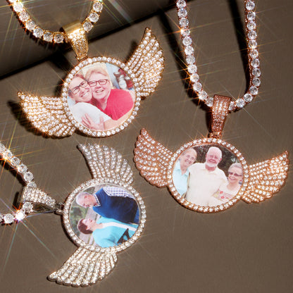 Iced Custom Wings Picture Pendant