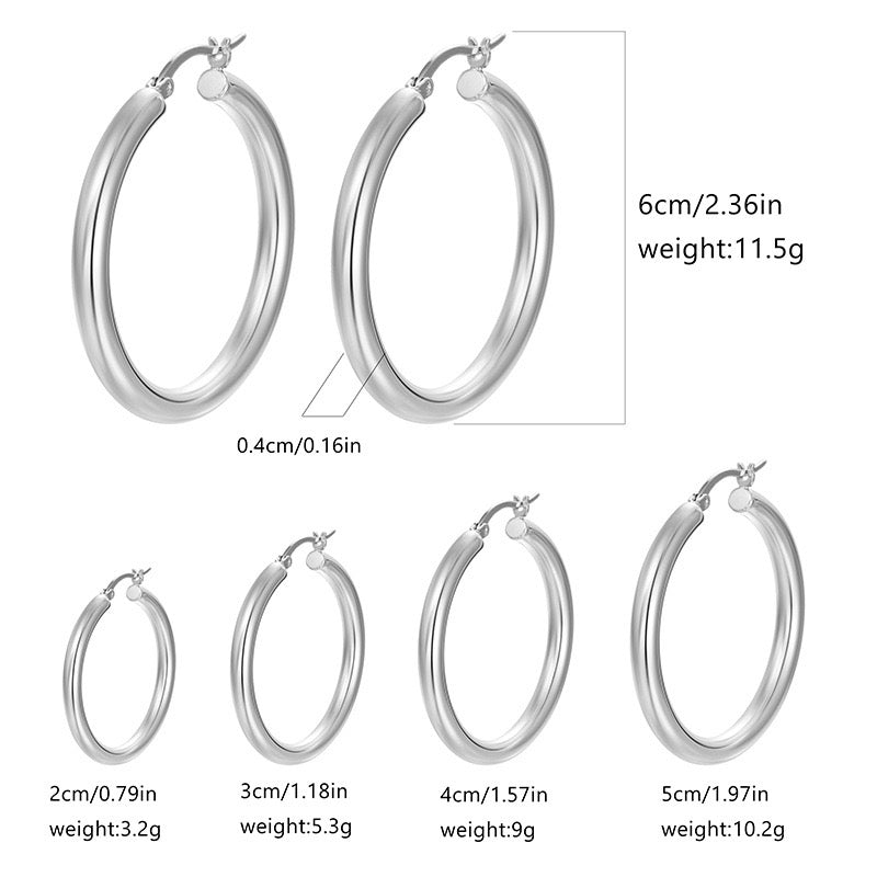 4mm Chunky Gold Hoop Earrings - Lightweight Hollow Tube & Hypoallergenic | Big Statement Hoops for Women (20-70MM)