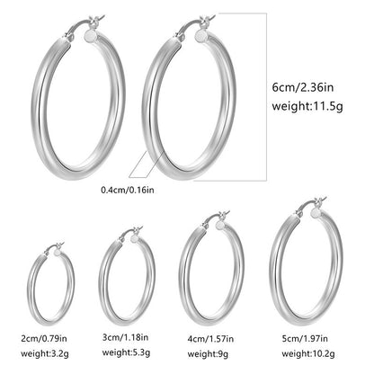 4mm Chunky Gold Hoop Earrings - Lightweight Hollow Tube & Hypoallergenic | Big Statement Hoops for Women (20-70MM)