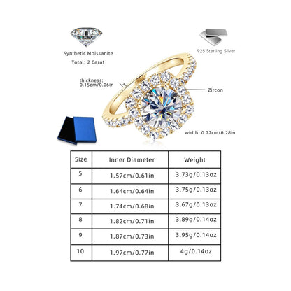 S925 Sterling Silver Synthetic Moissanite Ring