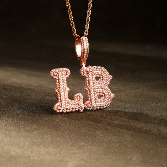 Custom Letter Pendant Necklace Rose Gold