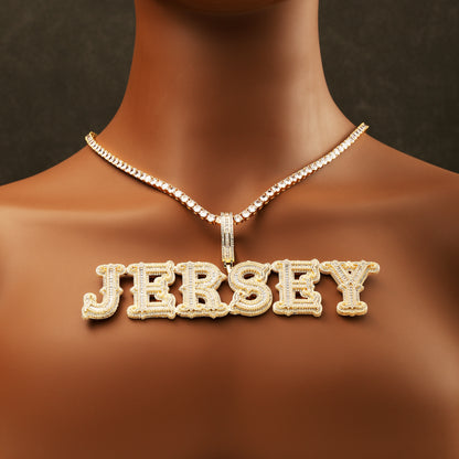 Custom Letter Pendant Necklace 18K Gold