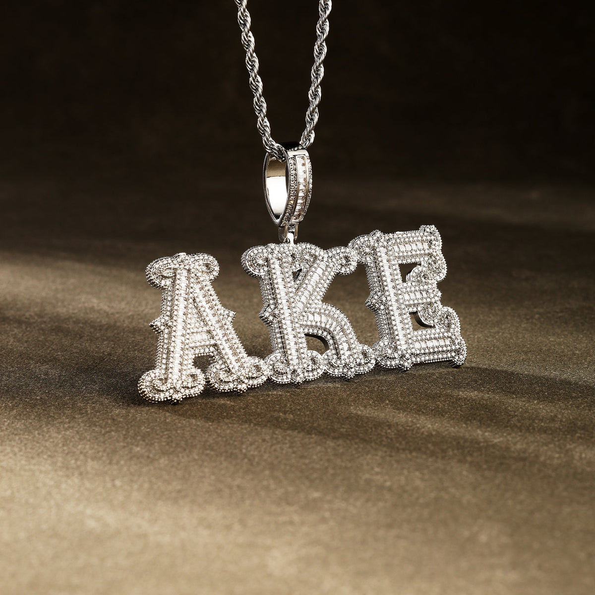 Custom Letter Pendant Necklace White Gold