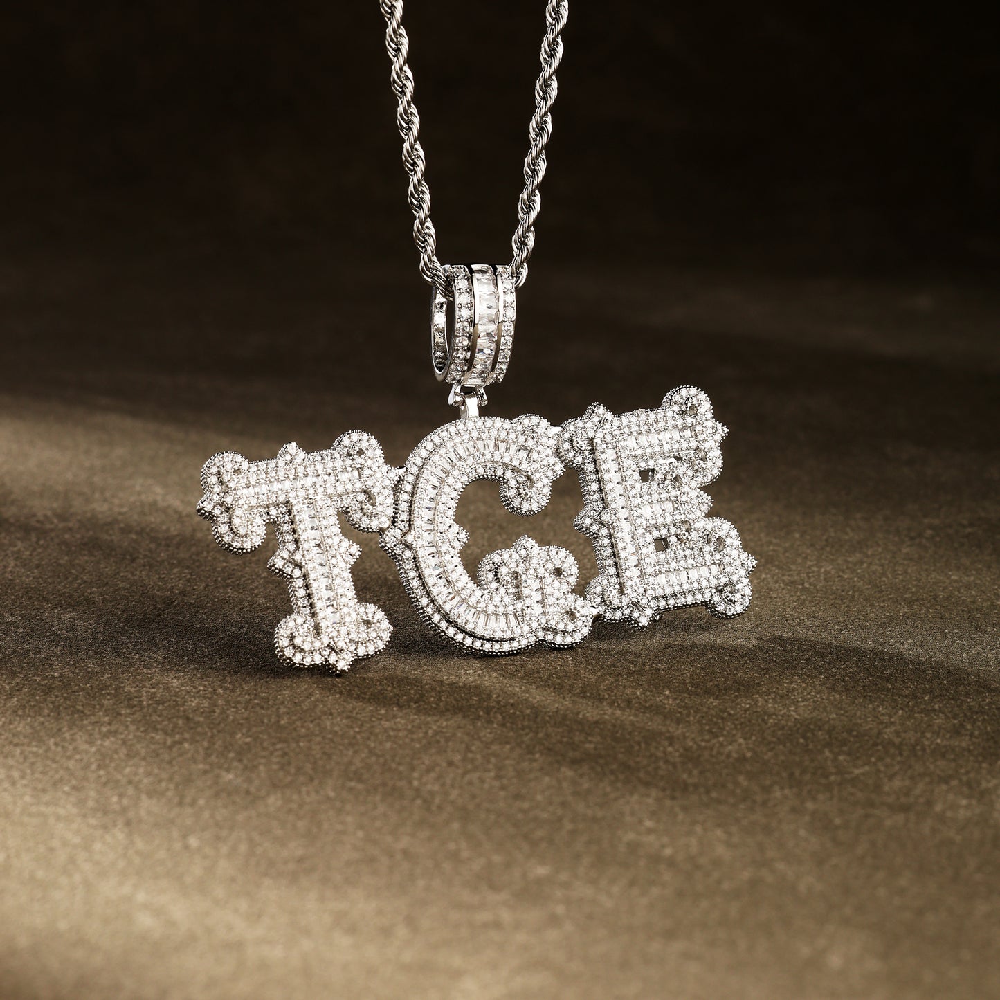 Custom Letter Pendant Necklace White Gold