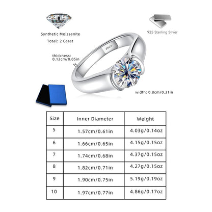 S925 Sterling Silver Synthetic Moissanite Ring