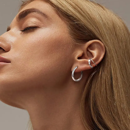 4mm Chunky Gold Hoop Earrings - Lightweight Hollow Tube & Hypoallergenic | Big Statement Hoops for Women (20-70MM)