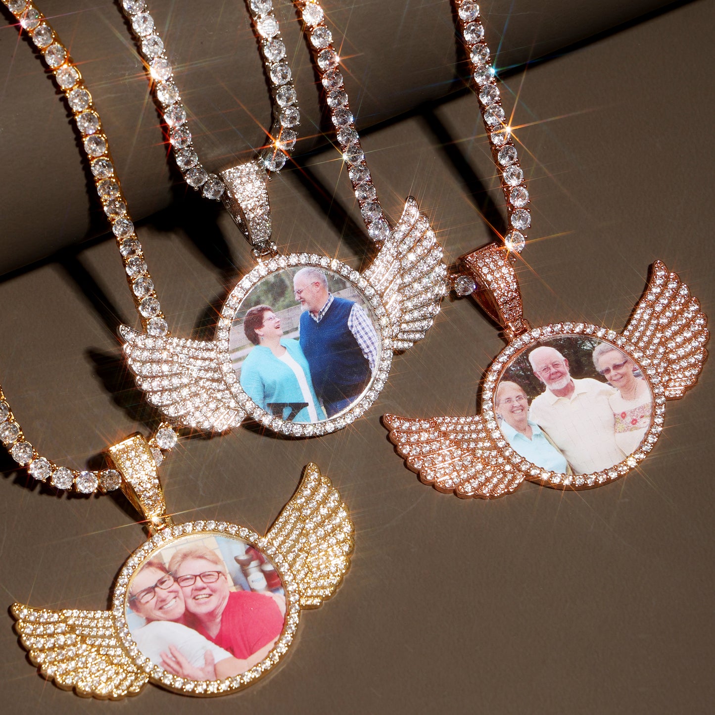 Iced Custom Wings Picture Pendant