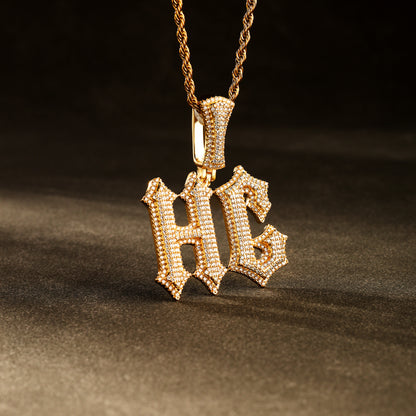 Custom Letter Pendant Necklace 18K Gold