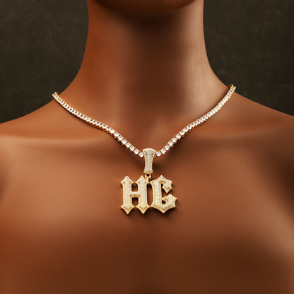 Custom Letter Pendant Necklace 18K Gold