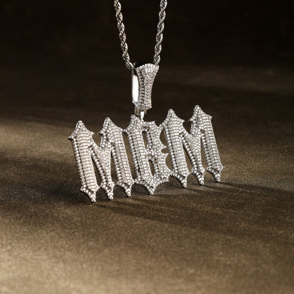 Custom Letter Pendant Necklace White Gold