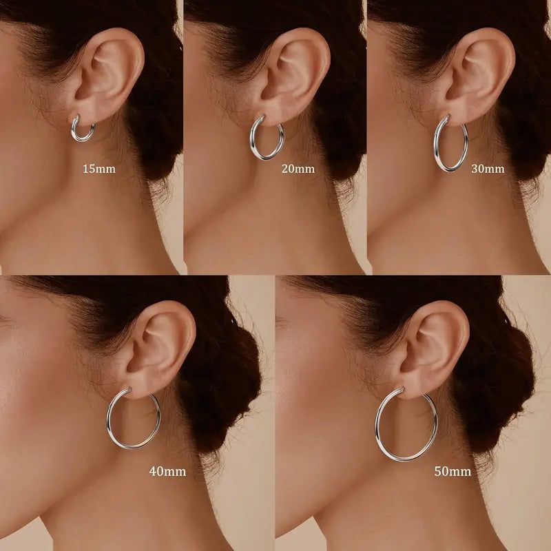 4mm Chunky Gold Hoop Earrings - Lightweight Hollow Tube & Hypoallergenic | Big Statement Hoops for Women (20-70MM)