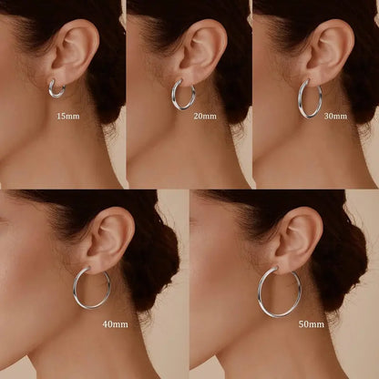 4mm Chunky Gold Hoop Earrings - Lightweight Hollow Tube & Hypoallergenic | Big Statement Hoops for Women (20-70MM)