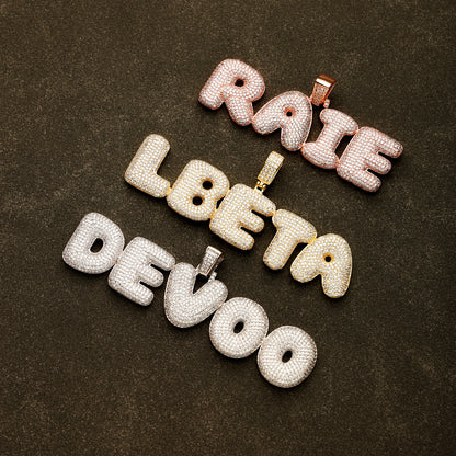 Custom Bubble Letter Necklace Rose Gold