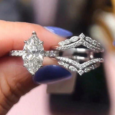 Beautifully Marquise Cut Insert Ring Set