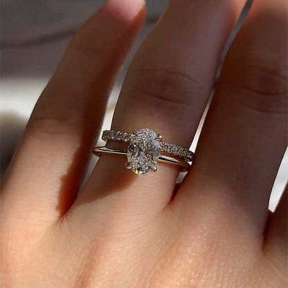 Dainty Oval Cut Wedding Ring Set