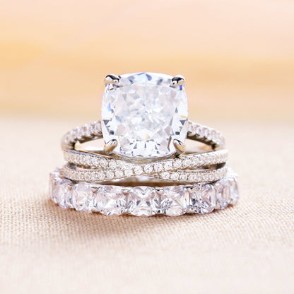 Gorgeous Cushion Cut 3 Pieces Ring Set