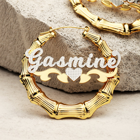 Bamboo Hoop Name Earrings