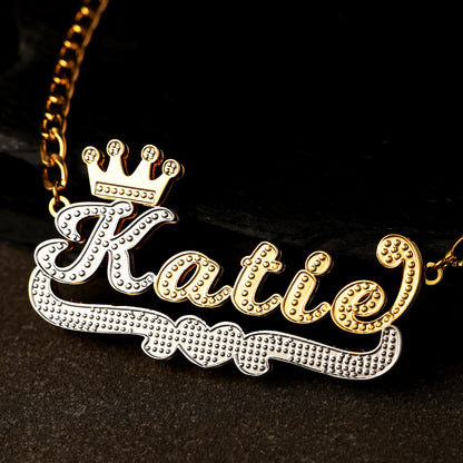 Double Plated Hearts Royal Name Necklace