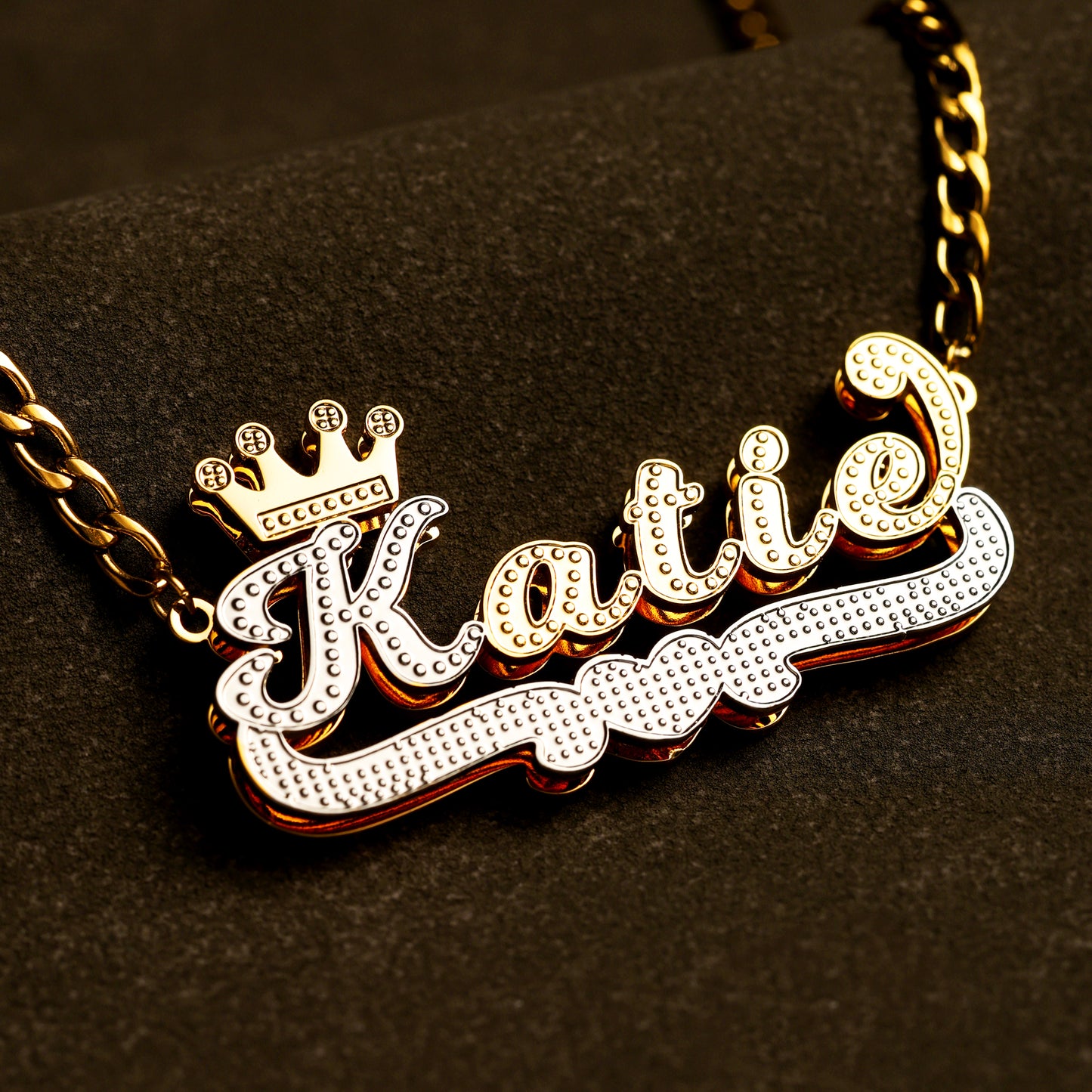 Double Plated Hearts Royal Name Necklace