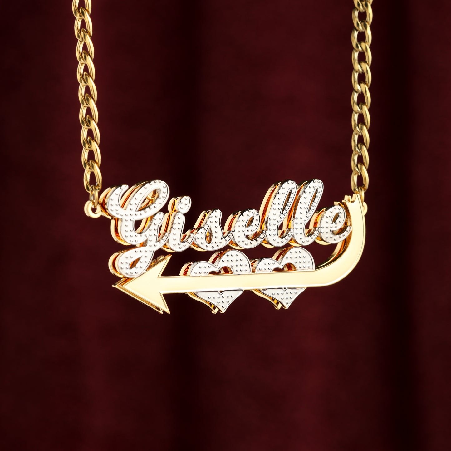 Double Heart Custom Name Necklace - Eternal Love