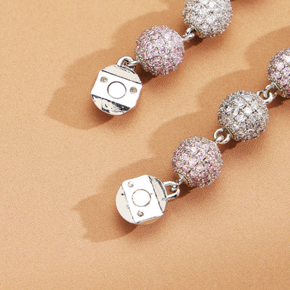 Ice Out White & Pink Ball Diamonds Chain