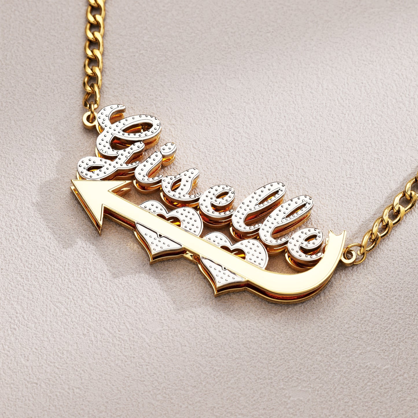 Double Heart Custom Name Necklace - Eternal Love