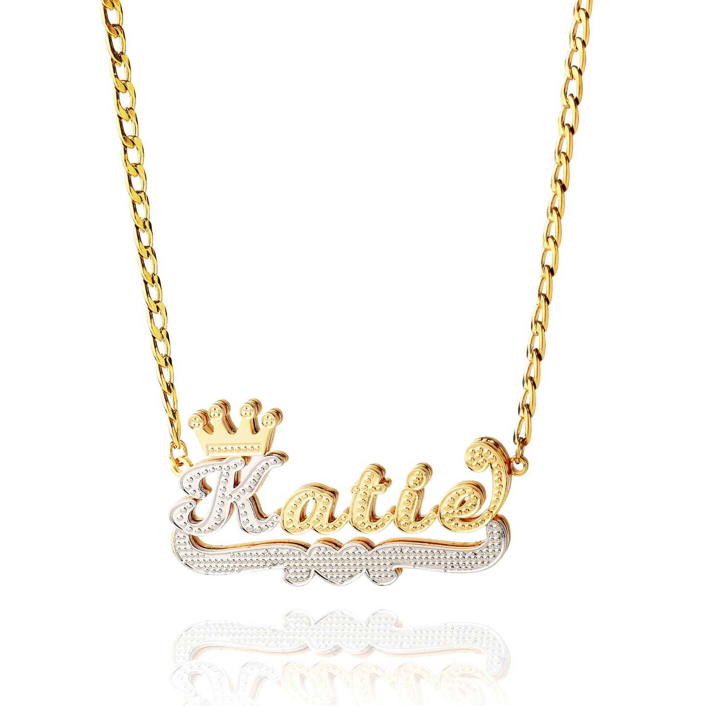 Double Plated Hearts Royal Name Necklace