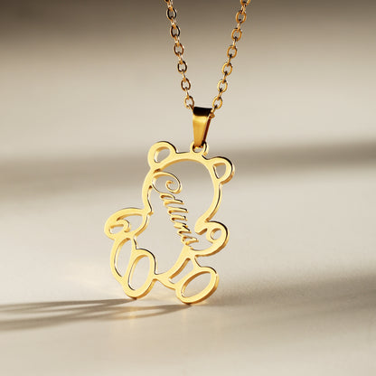 Personalized Gold Teddy Bear Necklace