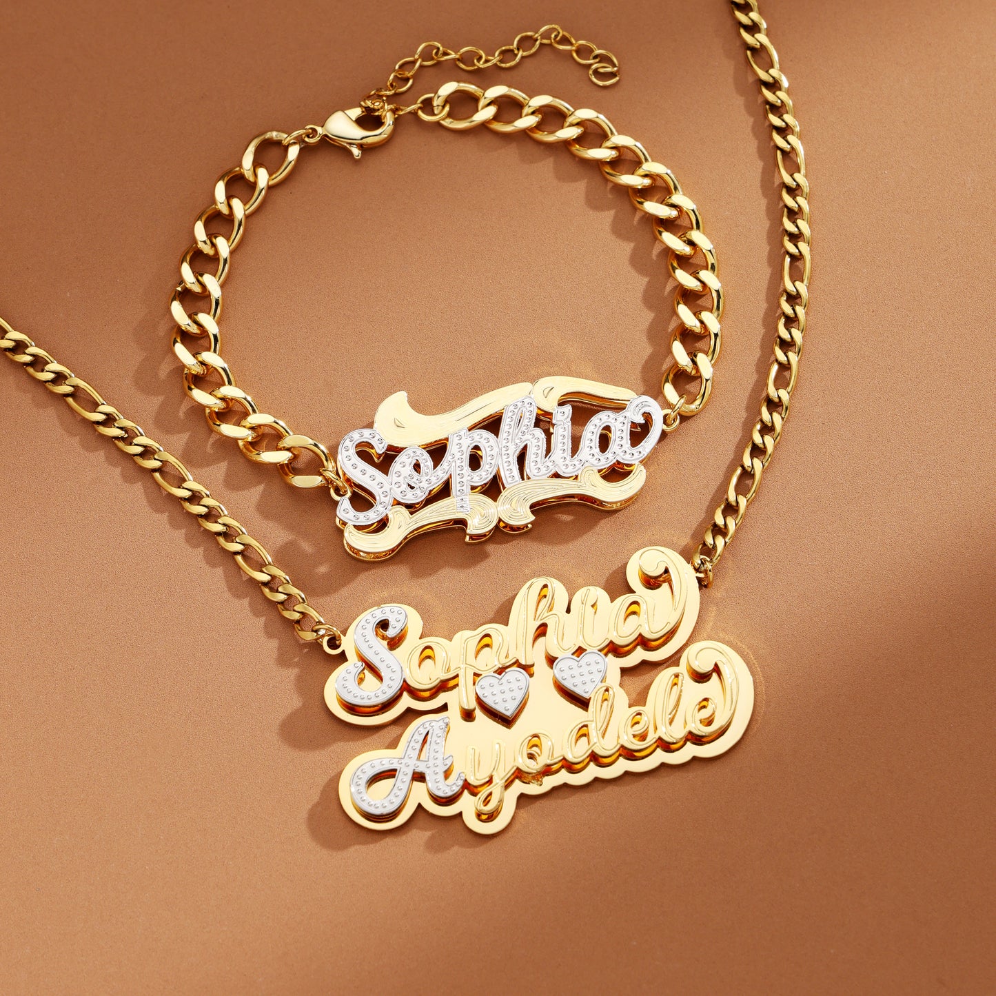 Custom Name Bracelet and Necklace Set