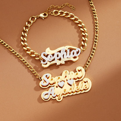 Custom Name Bracelet and Necklace Set