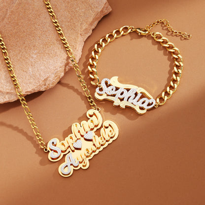 Custom Name Bracelet and Necklace Set