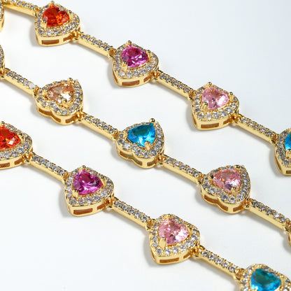 Heart Shaped Colorful Synthetic Decorated Anklet