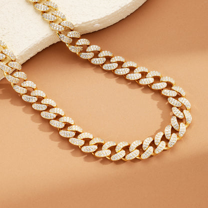 12MM Ice Out Cuban Link Chain 18K Gold