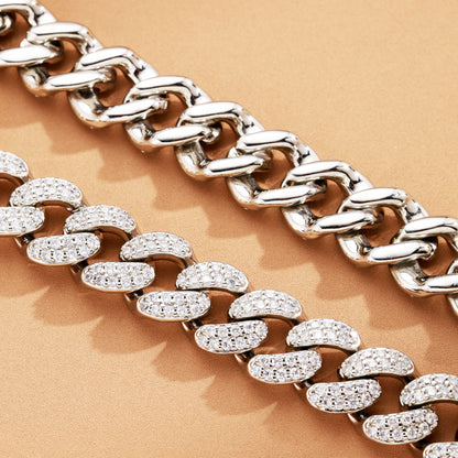 12MM Ice Out Cuban Link Chain White Gold