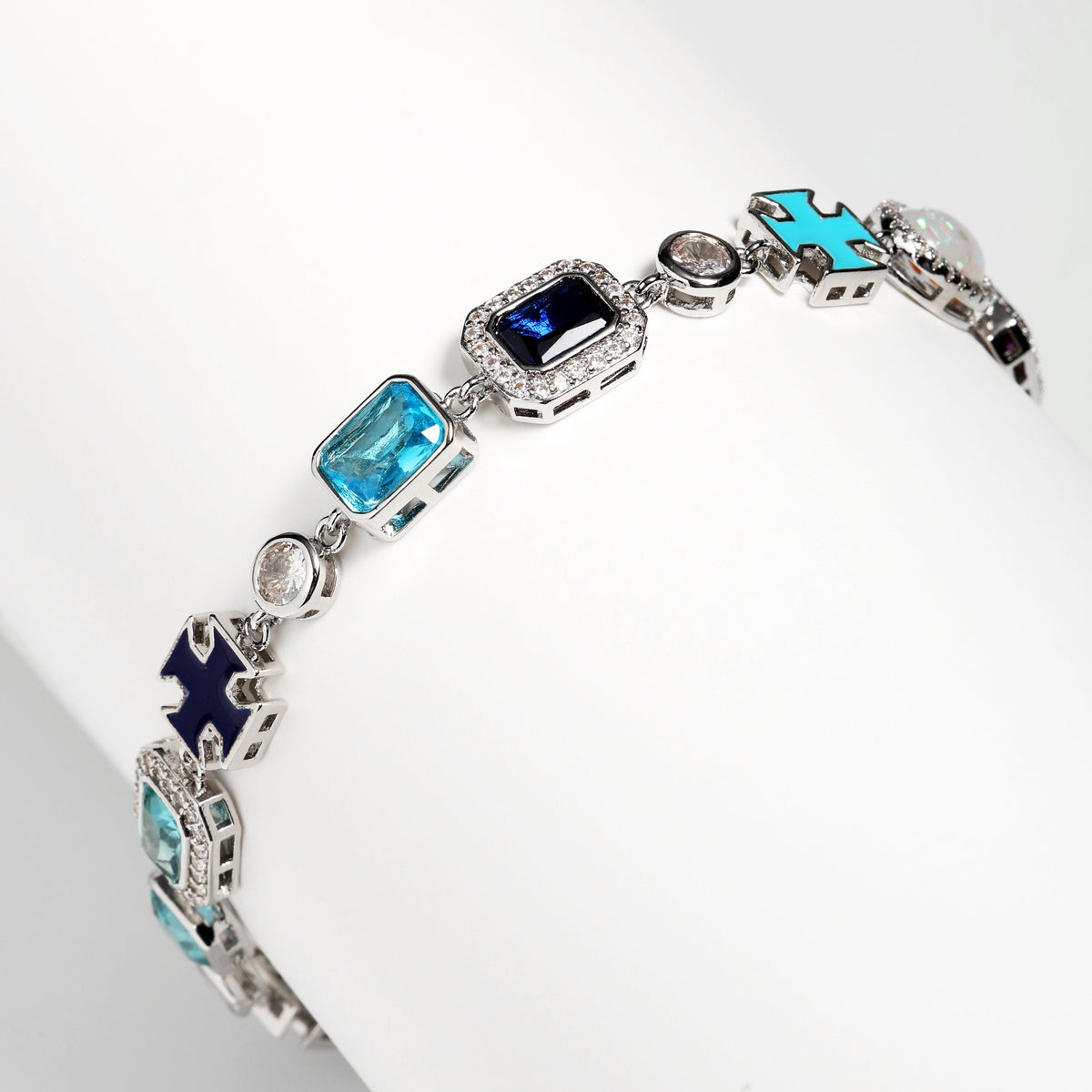 Blue Multi Gemstone Motif Necklace Set