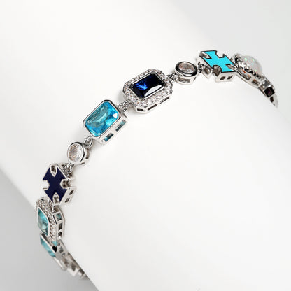 Blue Multi Gemstone Motif Bracelet