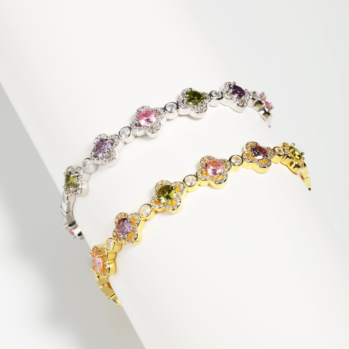 Multi Color CZ Motif Gemstone Bracelet