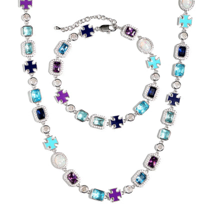 Blue Multi Gemstone Motif Anklet