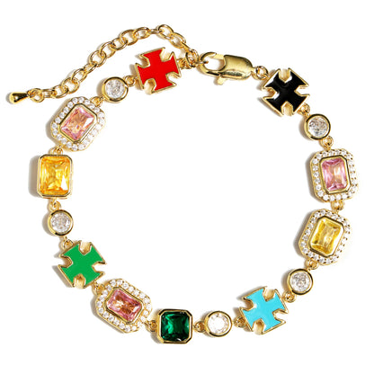 Multicolor Gemstone Motif Anklet