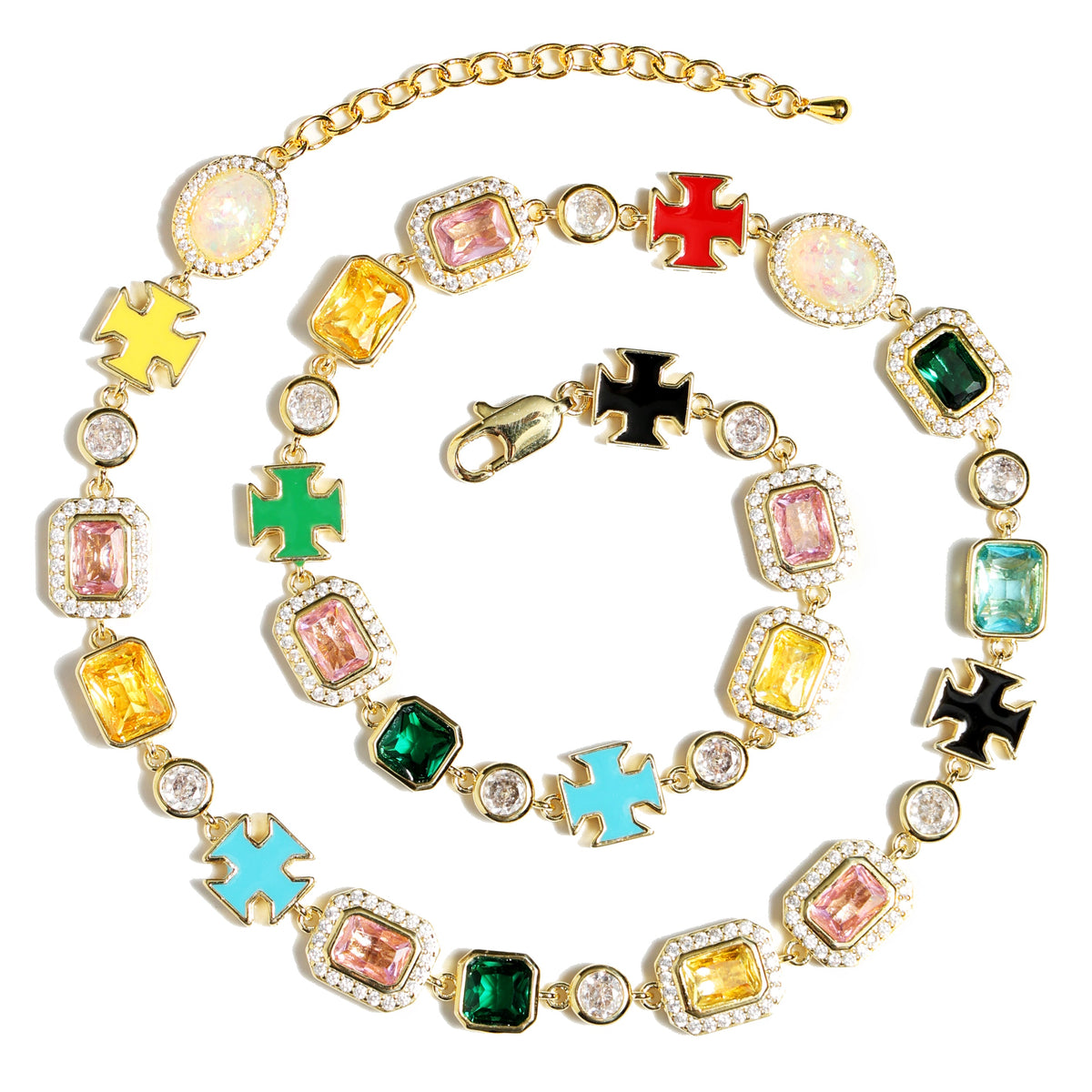 Multicolor Gemstone Motif Anklet