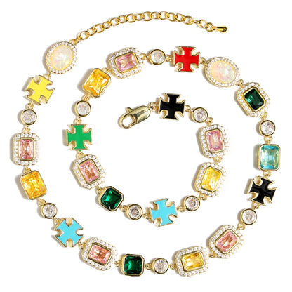 Multicolor Gemstone Motif Bracelet