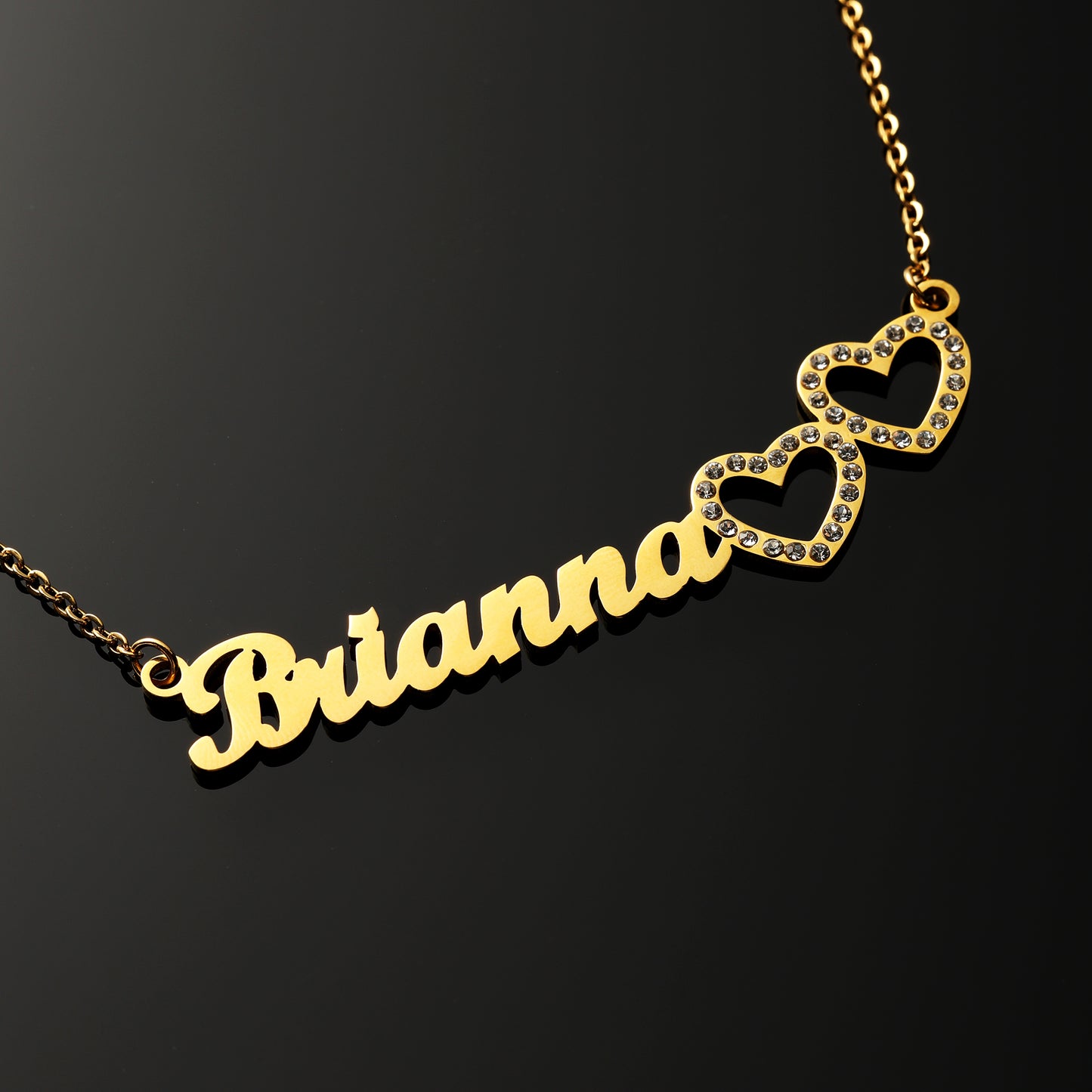 Double Heart Name Necklace