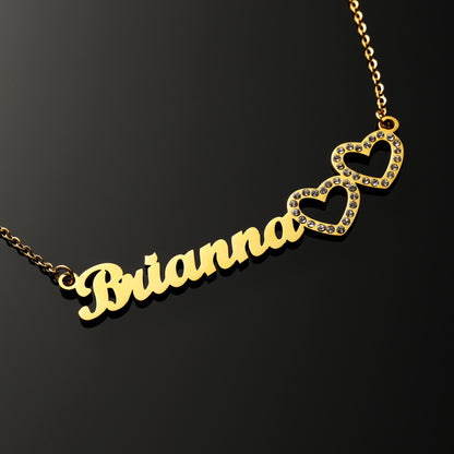 Double Heart Name Necklace