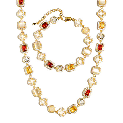 Iced Gemstone Set(Gemstone Necklace ＆ Bracelet)