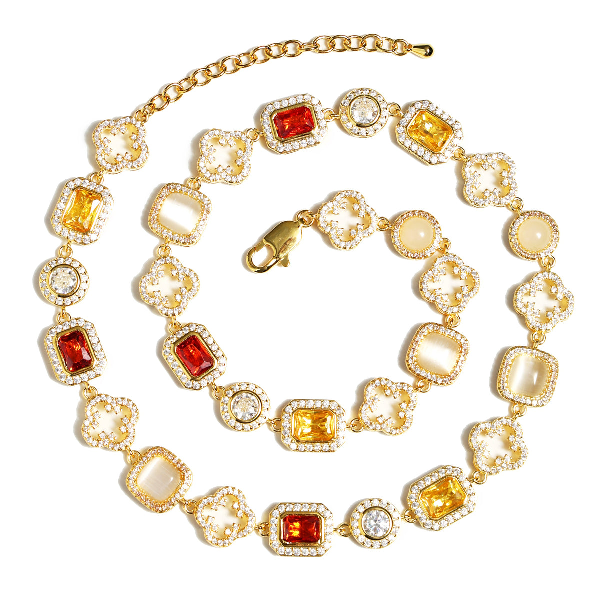 Iced Gemstone Set(Gemstone Necklace ＆ Bracelet)
