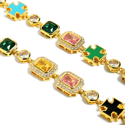 Multicolor Gemstone Motif Anklet