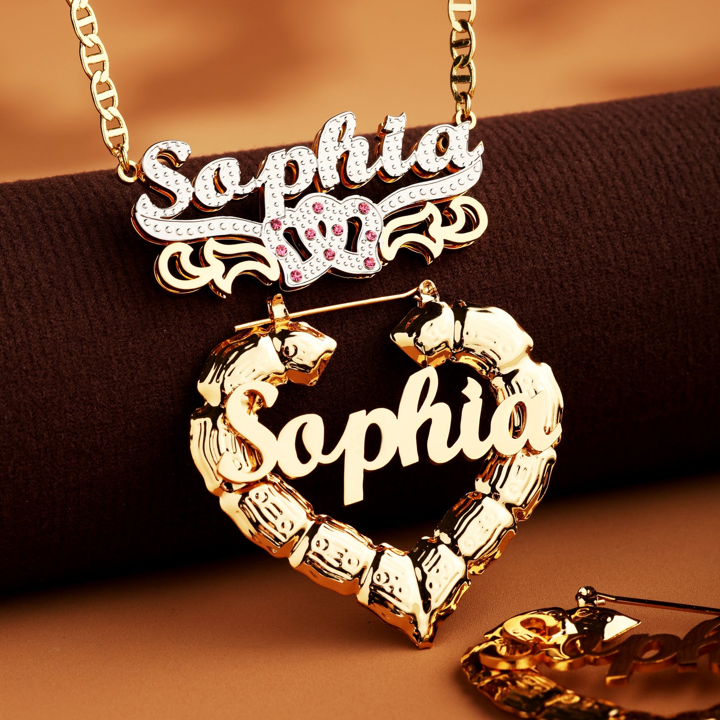 Customized Heart Name Necklace and Earrings