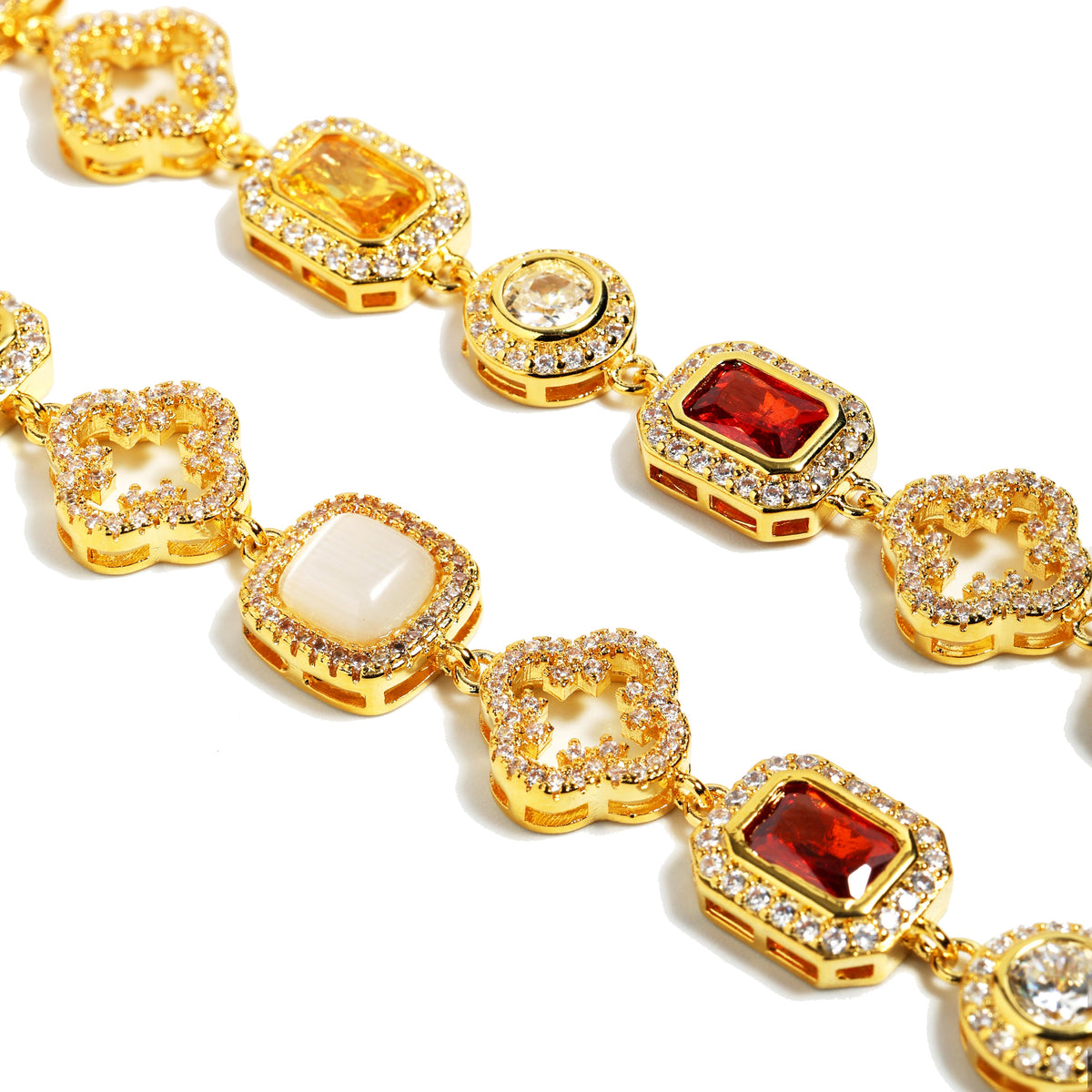 Iced Gemstone Set(Gemstone Necklace ＆ Bracelet)