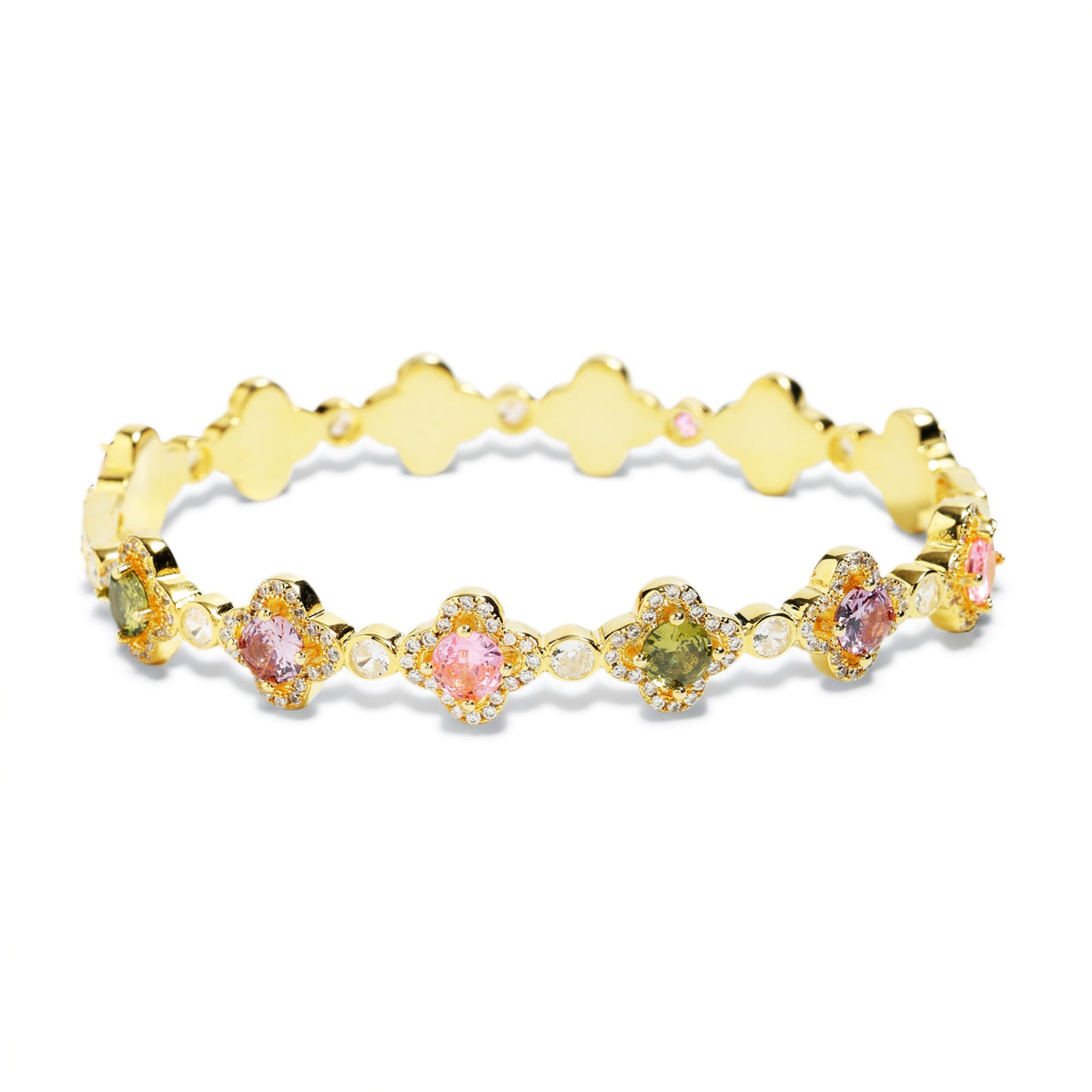 Multi Color CZ Motif Gemstone Bracelet